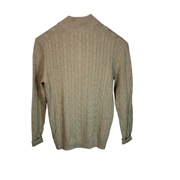 Club Room Light Tan  Quarter Zip Cotton Blend Cable Knit Sweater Men’s L NWT - Picture 3 of 7